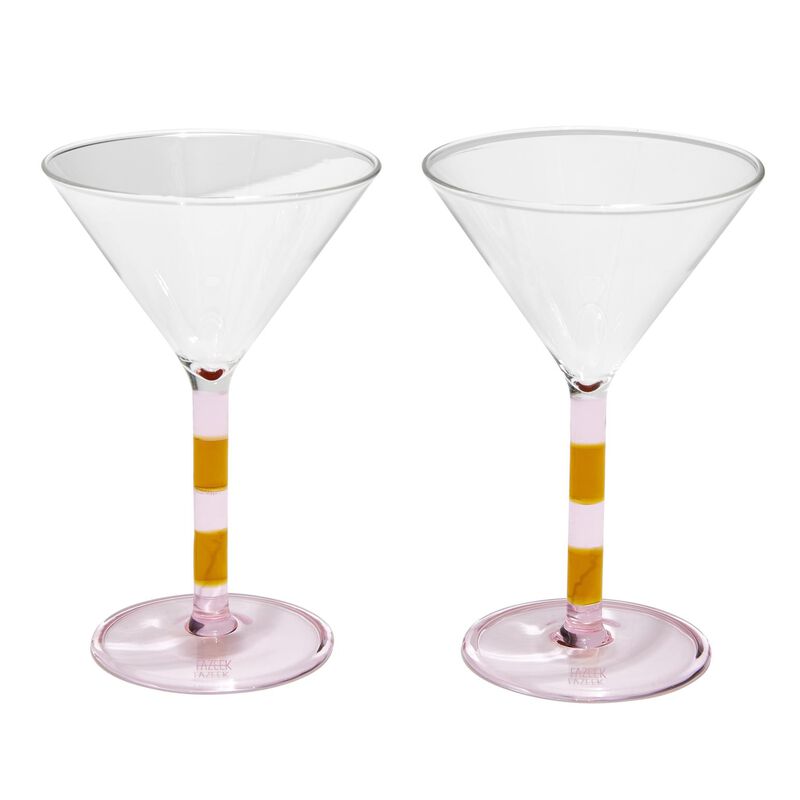 FAZEEK Stripe Martini Glasses - Set of 2 image number 0
